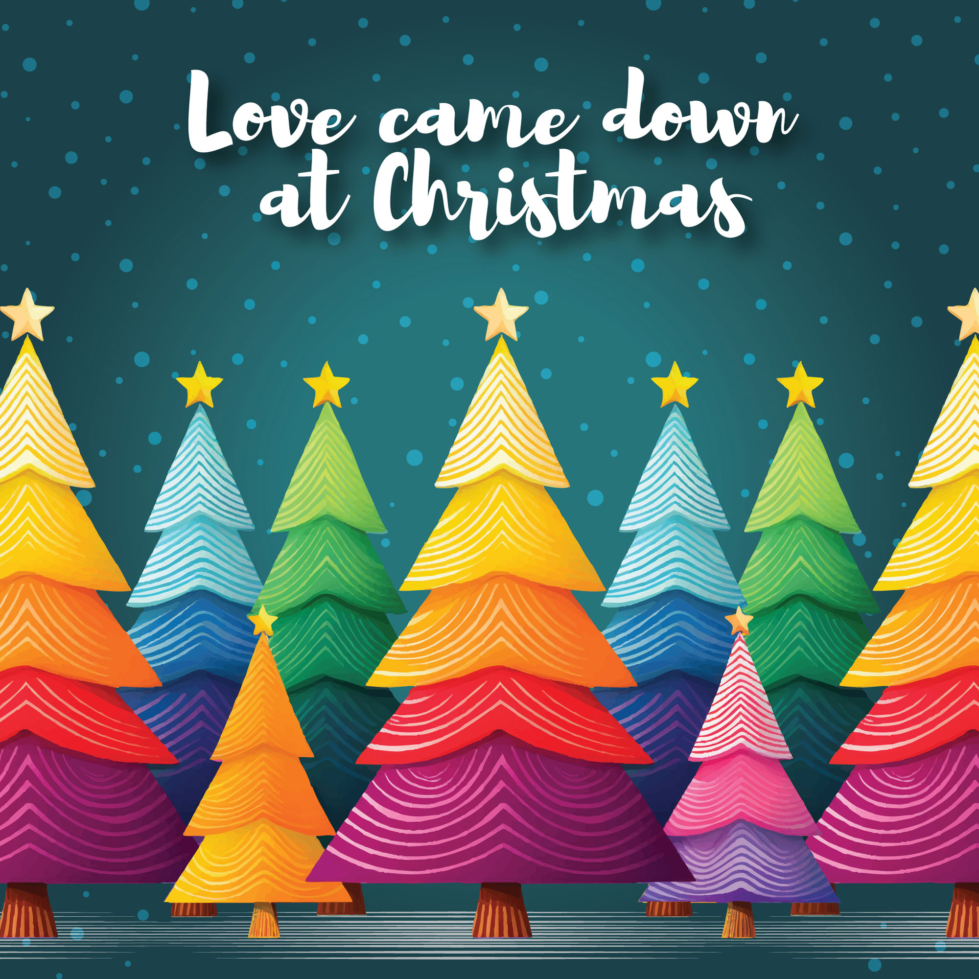 love came down christmas trees cards CM198